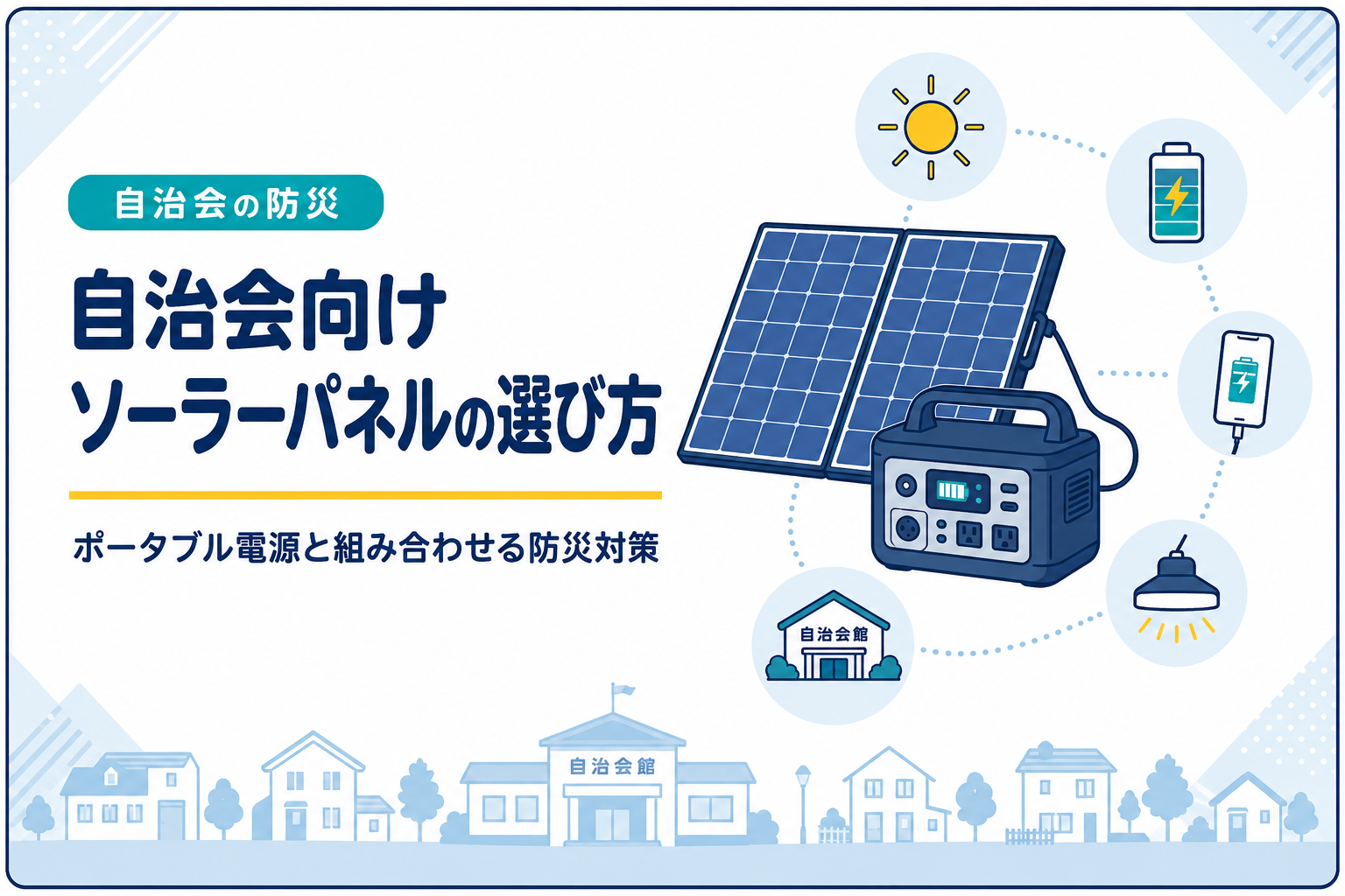 自治会向けソーラーパネルの選び方｜ポータブル電源と組み合わせる防災対策