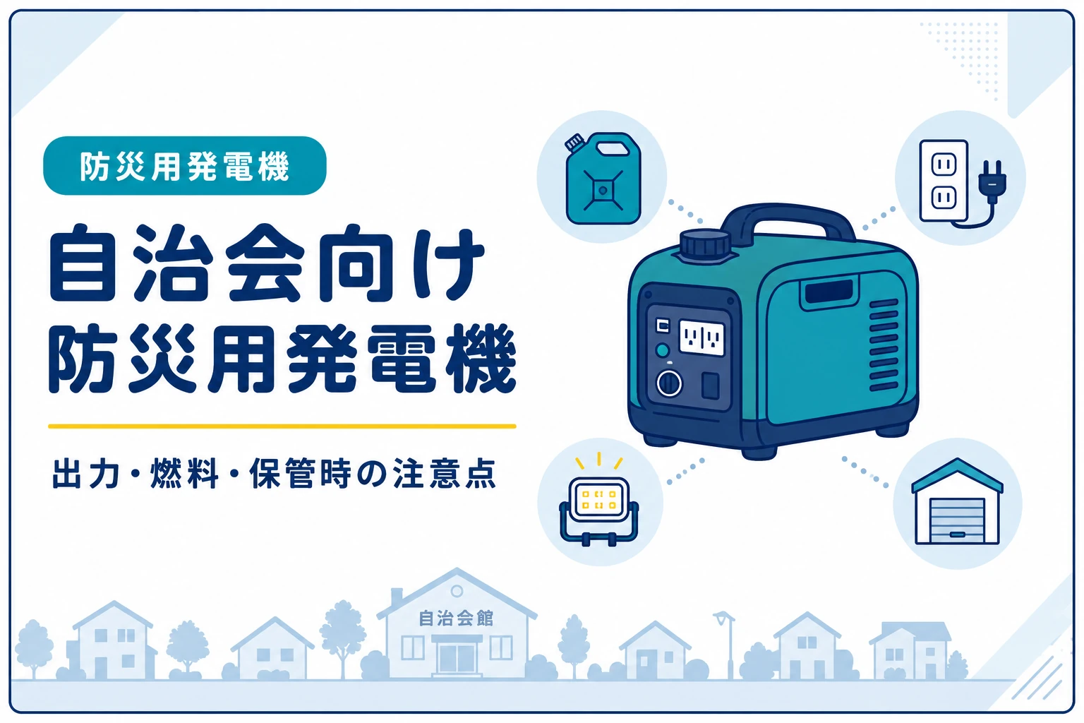 自治会向け防災用発電機の選び方｜出力・燃料・保管時の注意点