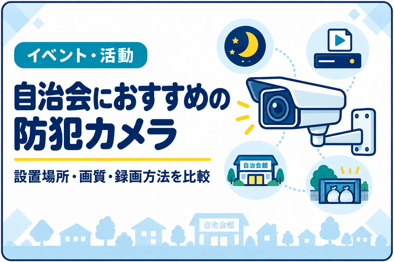 自治会におすすめの防犯カメラ｜設置場所・画質・録画方法の選び方